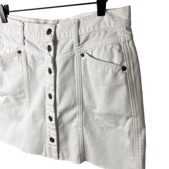 Rails The Canyon Button Front Mini Denim Skirt White Size 31 A Line Raw Edge - Picture 4 of 8